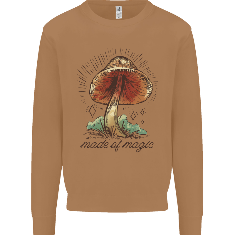 Made of Magic Mushrooms LSD Trippy Mens Sweatshirt Jumper Caramel Latte