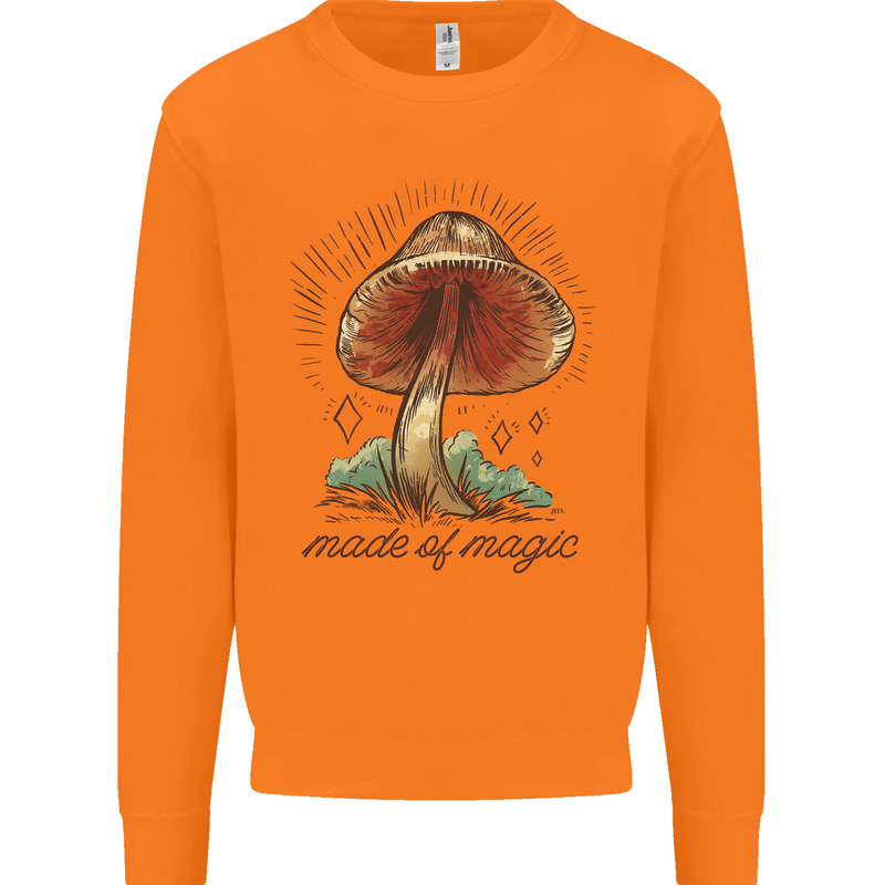Made of Magic Mushrooms LSD Trippy Mens Sweatshirt Jumper Orange