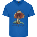 Made of Magic Mushrooms LSD Trippy Mens V-Neck Cotton T-Shirt Royal Blue