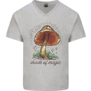 Made of Magic Mushrooms LSD Trippy Mens V-Neck Cotton T-Shirt Sports Grey