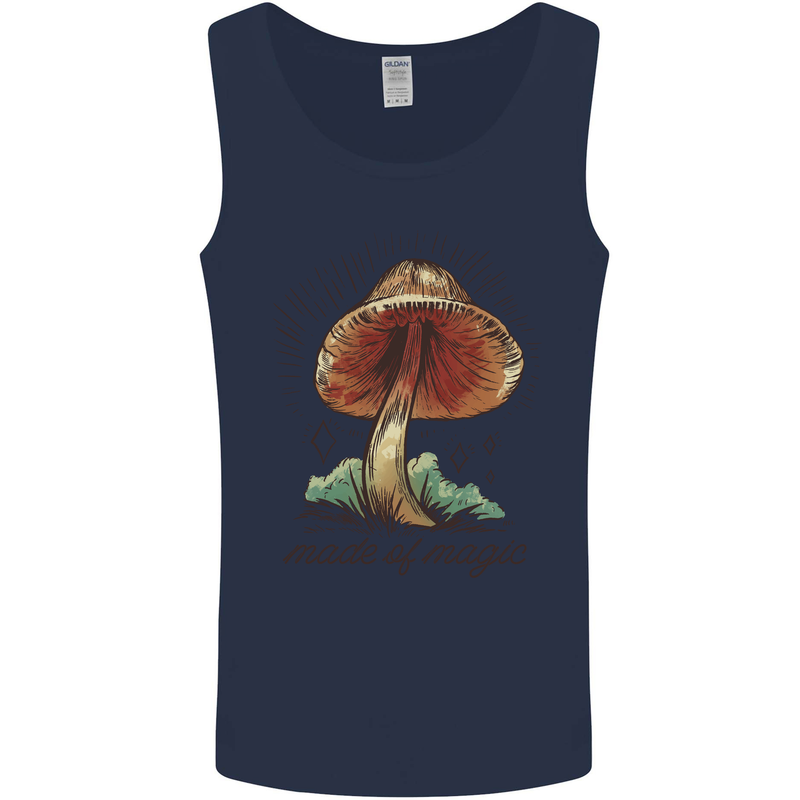 Made of Magic Mushrooms LSD Trippy Mens Vest Tank Top Navy Blue