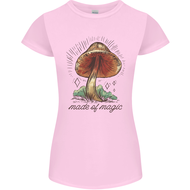 Made of Magic Mushrooms LSD Trippy Womens Petite Cut T-Shirt Light Pink