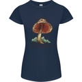 Made of Magic Mushrooms LSD Trippy Womens Petite Cut T-Shirt Navy Blue