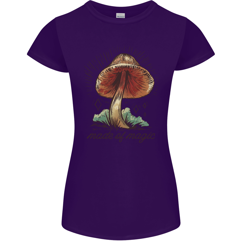 Made of Magic Mushrooms LSD Trippy Womens Petite Cut T-Shirt Purple