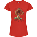 Made of Magic Mushrooms LSD Trippy Womens Petite Cut T-Shirt Red