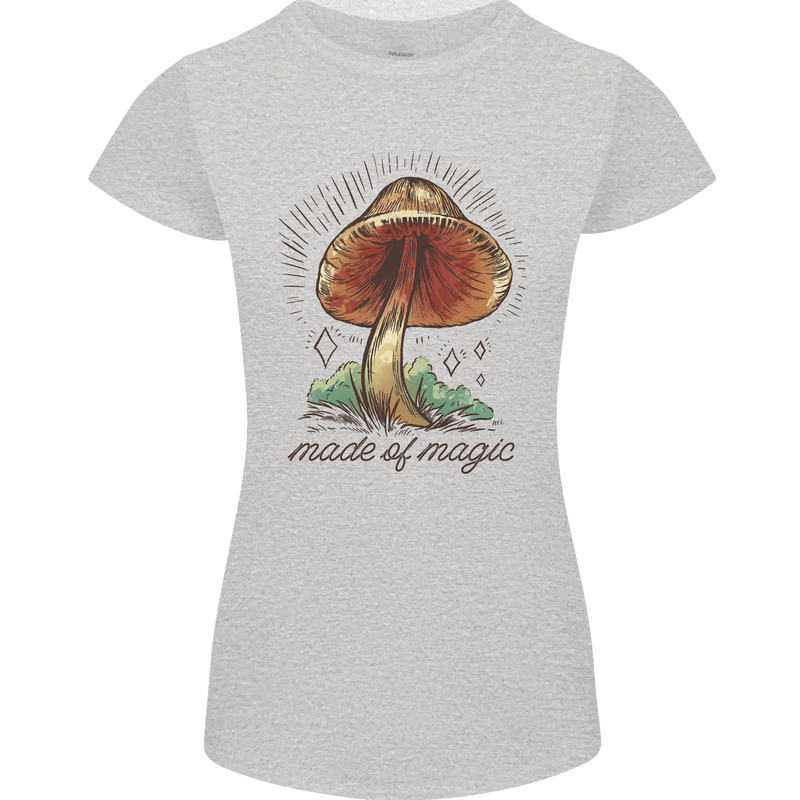 Made of Magic Mushrooms LSD Trippy Womens Petite Cut T-Shirt Sports Grey