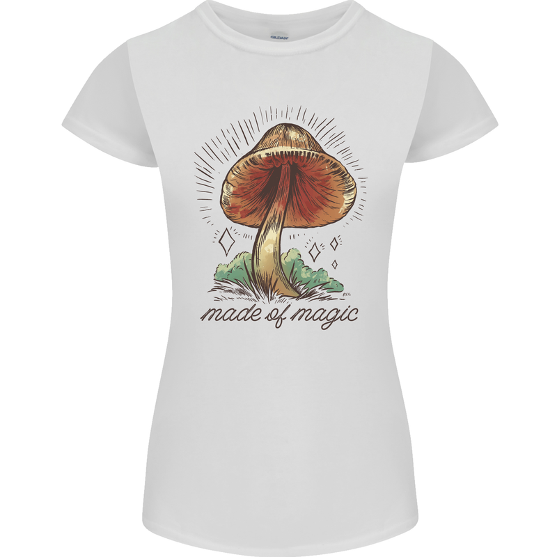 Made of Magic Mushrooms LSD Trippy Womens Petite Cut T-Shirt White