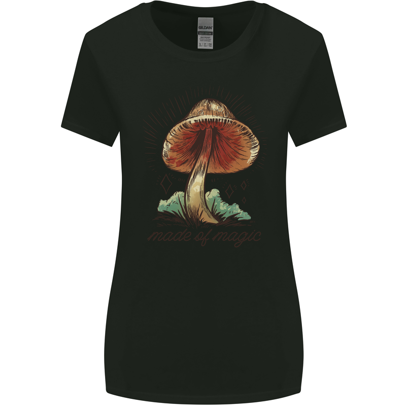 Made of Magic Mushrooms LSD Trippy Womens Wider Cut T-Shirt Black