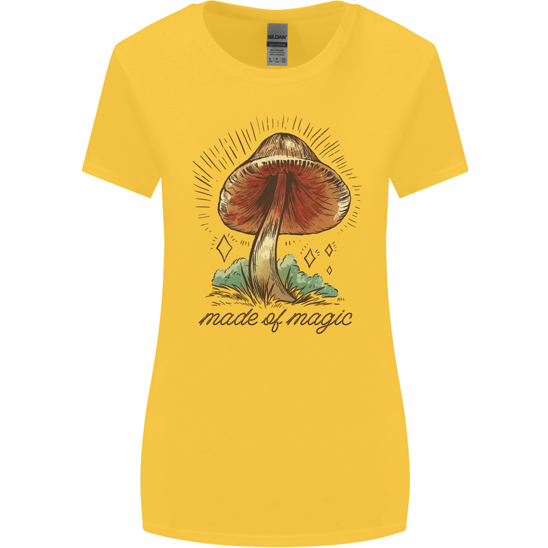 Made of Magic Mushrooms LSD Trippy Womens Wider Cut T-Shirt Yellow