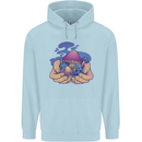 Magic Mushroom Hands Mycology Trippy Childrens Kids Hoodie Light Blue