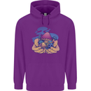 Magic Mushroom Hands Mycology Trippy Childrens Kids Hoodie Purple