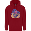 Magic Mushroom Hands Mycology Trippy Childrens Kids Hoodie Red