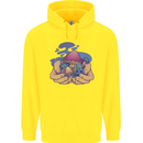 Magic Mushroom Hands Mycology Trippy Childrens Kids Hoodie Yellow
