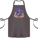 Magic Mushroom Hands Mycology Trippy Cotton Apron 100% Organic Dark Grey