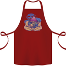 Magic Mushroom Hands Mycology Trippy Cotton Apron 100% Organic Maroon