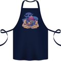 Magic Mushroom Hands Mycology Trippy Cotton Apron 100% Organic Navy Blue