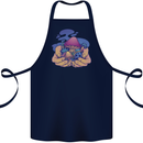 Magic Mushroom Hands Mycology Trippy Cotton Apron 100% Organic Navy Blue