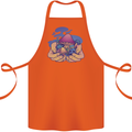Magic Mushroom Hands Mycology Trippy Cotton Apron 100% Organic Orange