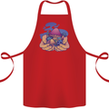 Magic Mushroom Hands Mycology Trippy Cotton Apron 100% Organic Red