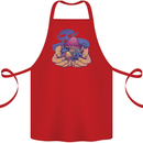 Magic Mushroom Hands Mycology Trippy Cotton Apron 100% Organic Red