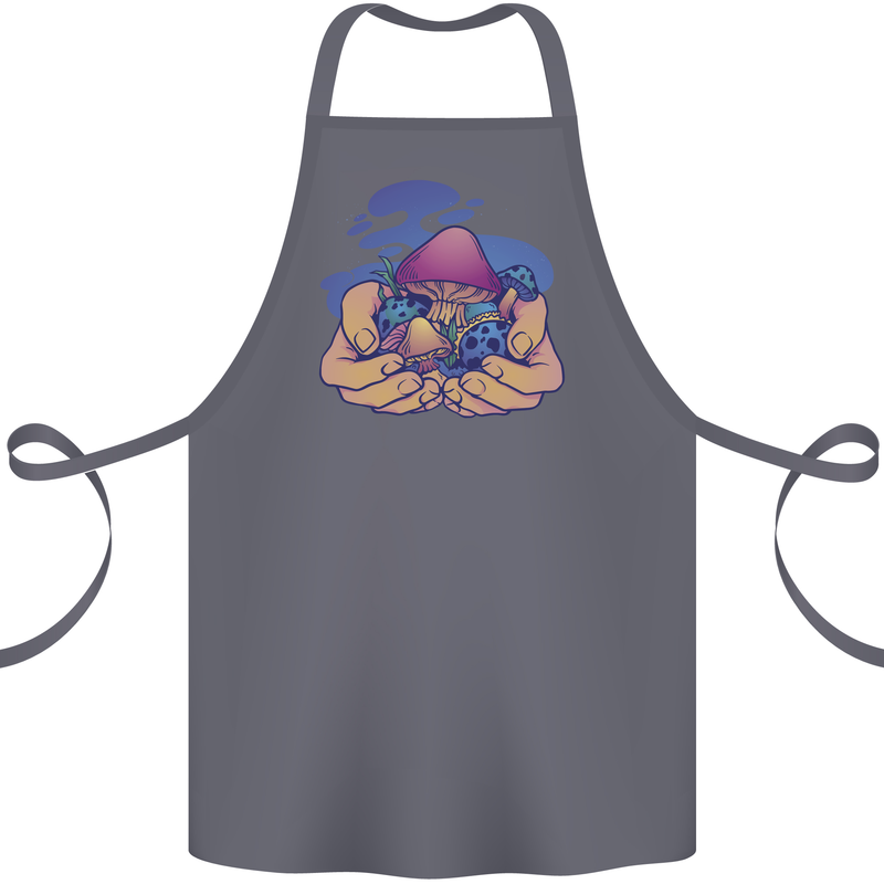 Magic Mushroom Hands Mycology Trippy Cotton Apron 100% Organic Steel