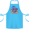 Magic Mushroom Hands Mycology Trippy Cotton Apron 100% Organic Turquoise