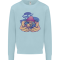 Magic Mushroom Hands Mycology Trippy Kids Sweatshirt Jumper Light Blue