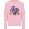 Magic Mushroom Hands Mycology Trippy Kids Sweatshirt Jumper Light Pink
