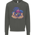 Magic Mushroom Hands Mycology Trippy Kids Sweatshirt Jumper Storm Grey