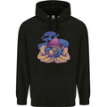 Magic Mushroom Hands Mycology Trippy Mens 80% Cotton Hoodie Black