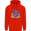 Magic Mushroom Hands Mycology Trippy Mens 80% Cotton Hoodie Bright Red