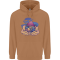 Magic Mushroom Hands Mycology Trippy Mens 80% Cotton Hoodie Caramel Latte