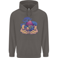Magic Mushroom Hands Mycology Trippy Mens 80% Cotton Hoodie Charcoal