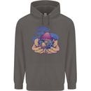 Magic Mushroom Hands Mycology Trippy Mens 80% Cotton Hoodie Charcoal
