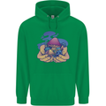 Magic Mushroom Hands Mycology Trippy Mens 80% Cotton Hoodie Irish Green