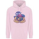 Magic Mushroom Hands Mycology Trippy Mens 80% Cotton Hoodie Light Pink