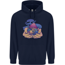 Magic Mushroom Hands Mycology Trippy Mens 80% Cotton Hoodie Navy Blue