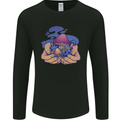 Magic Mushroom Hands Mycology Trippy Mens Long Sleeve T-Shirt Black