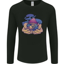Magic Mushroom Hands Mycology Trippy Mens Long Sleeve T-Shirt Black