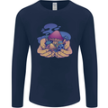 Magic Mushroom Hands Mycology Trippy Mens Long Sleeve T-Shirt Navy Blue