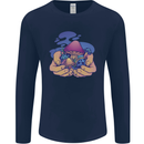 Magic Mushroom Hands Mycology Trippy Mens Long Sleeve T-Shirt Navy Blue