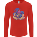 Magic Mushroom Hands Mycology Trippy Mens Long Sleeve T-Shirt Red