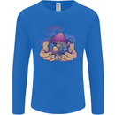 Magic Mushroom Hands Mycology Trippy Mens Long Sleeve T-Shirt Royal Blue