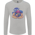 Magic Mushroom Hands Mycology Trippy Mens Long Sleeve T-Shirt Sports Grey