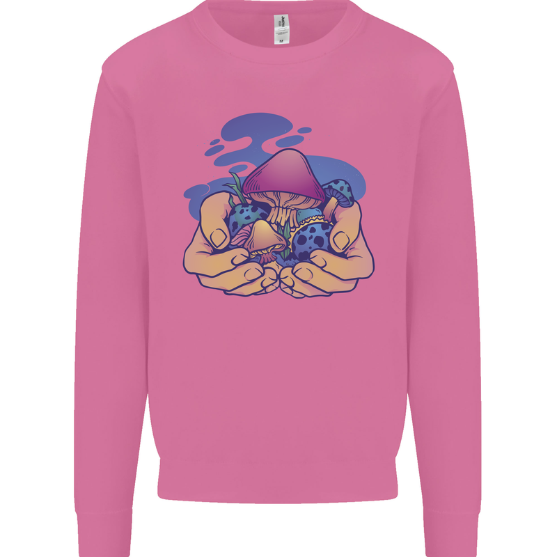 Magic Mushroom Hands Mycology Trippy Mens Sweatshirt Jumper Azalea
