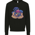Magic Mushroom Hands Mycology Trippy Mens Sweatshirt Jumper Black