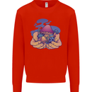 Magic Mushroom Hands Mycology Trippy Mens Sweatshirt Jumper Bright Red