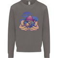 Magic Mushroom Hands Mycology Trippy Mens Sweatshirt Jumper Charcoal