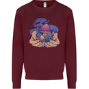 Magic Mushroom Hands Mycology Trippy Mens Sweatshirt Jumper Maroon