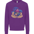 Magic Mushroom Hands Mycology Trippy Mens Sweatshirt Jumper Purple
